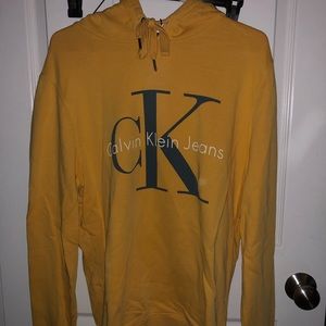 Calvin Klein Yellow Big Logo Hoodie - Medium